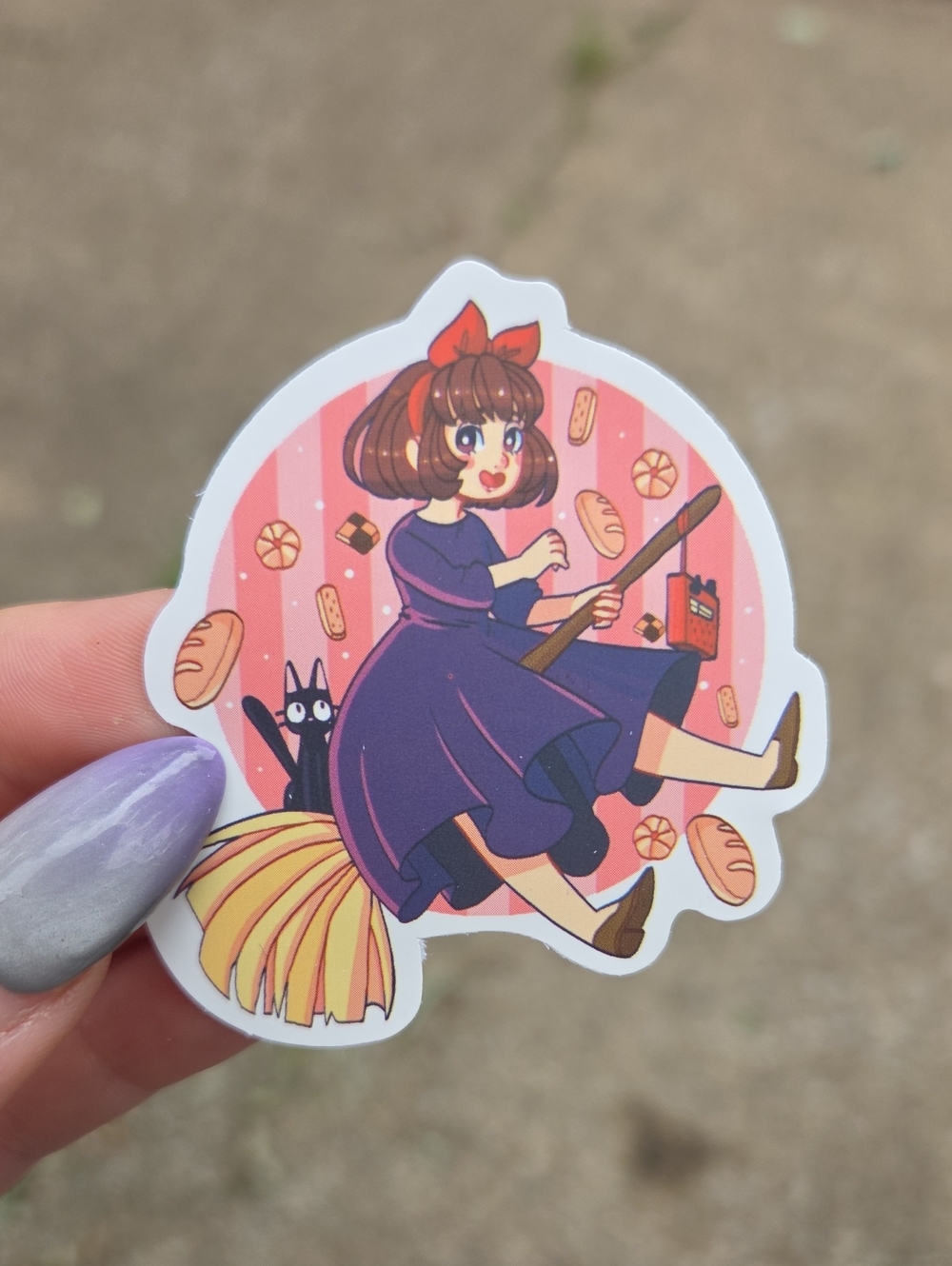 Whimsical Witch Girl Sticker — Purple Dress